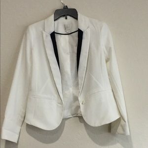 White with black trim blazer